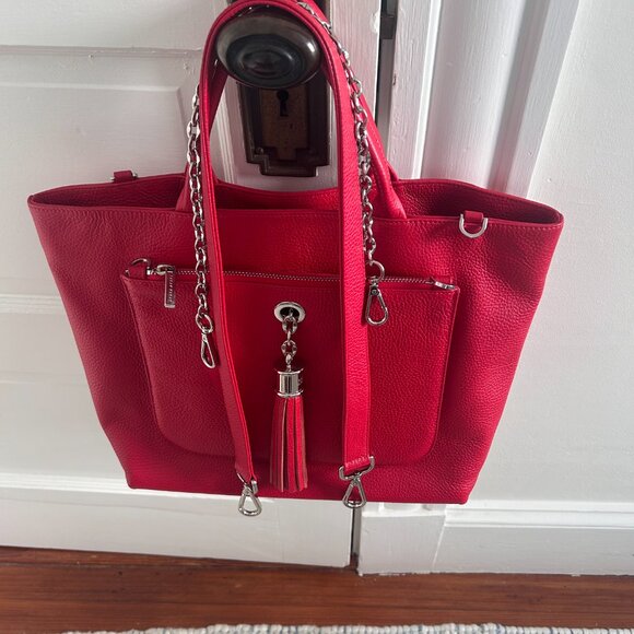 Red Leather Dahlia 2-in-1 Handbag- Brand New, never used - Sarah Haran - Picture 4 of 6